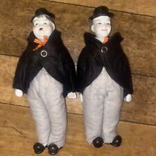 Vintage Small Laurel & Hardy Porcelain & Felt Doll Figures Collectables