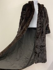 Vintage Brown Fur Coat Long Midi Size 12 Retro 1940s Style Mink Rosendolf Evans