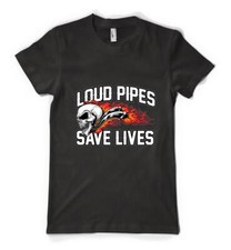 Personalised Loud Pipes Saves Lives Skull Flame Motorbike Adult And Kids T-Shirt