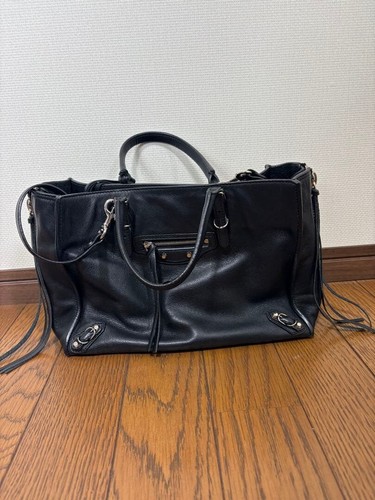 Balenciaga black leather 2way - black,