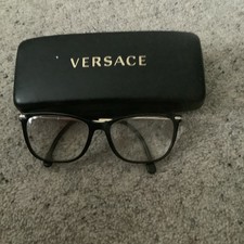 Versace Women's Black Frames Glasses with Diamonds On The Arm In Gold