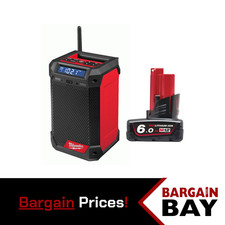 Milwaukee M12RCDAB+-0 12V Radio and Charger Bare Unit & M12B6 6.0Ah Battery