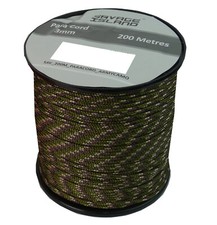 Army Military 200m Paracord Reel 3mm Basha Tent Bivi Camping Guy Rope Para Cord