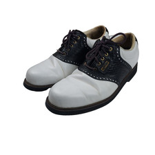 Dunlop Golf Shoes Mens 9.5 White Saddle Black Lace Up Cleats Oxford 8.5 UK