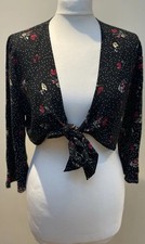 Primark Black Ditsy Tie Front