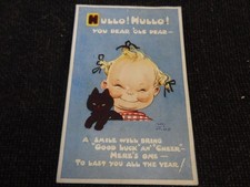 Artist Signed Mabel Lucie Attwell Comic Cat Greetings Postcard - 110324