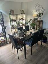 Black Glass Dining Table Set -