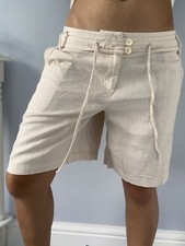 Women’s Old Label Next Cream Cargo Button Linen Shorts. Size 14