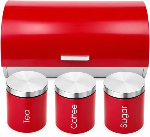 Red silver 4pc kitchen - red,