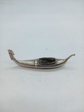 BEAUTIFUL GENUINE ENGLISH ANTIQUE 1907 BIRMINGHAM SILVER GONDOLA PINCUSHION RARE