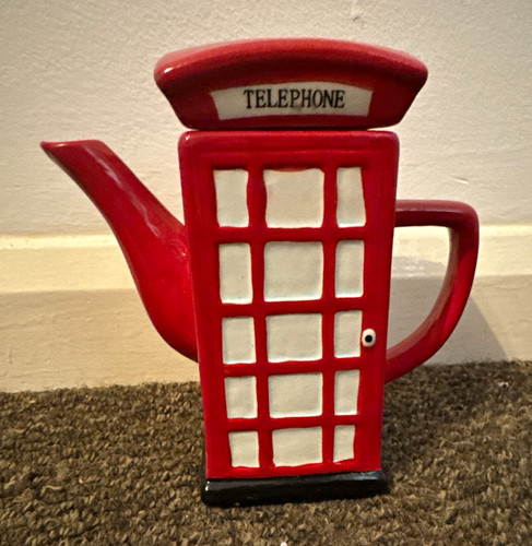 Red ceramic telephone - red,