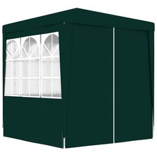 Party Tent 2 x 2 m Green 90 g/m² PE with Steel Frame with Zip Door & Side Walls