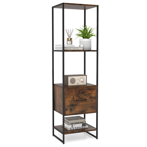 Tier narrow bookcase with - 5-tier,