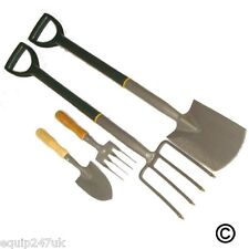 GARDEN BORDER FORK + SPADE CARBON STEEL LADIES SET INC FREE TROWEL FORK SET