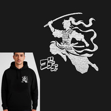 Embroidered Japanese Ronin Manga Hoodie Anime Graphic Pullover Sweatshirt S–5XL