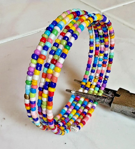 Multi coloured glass seed bead - glass,
