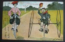H FLEURY Comic CYCLING BICYCLE BIKE RIDE LADY CYCLIST OLD FASHIONED 3 WHEELER