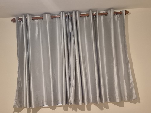 Silver grey eyelet curtains - silver,