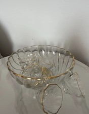 Vintage Glass Punch Bowl and 9