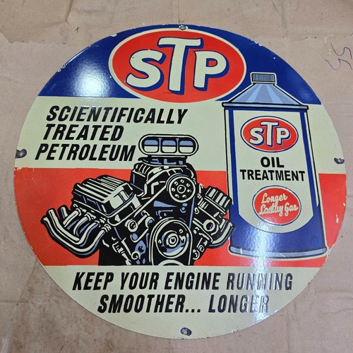 Stp oil porcelain enamel sign - enamel,