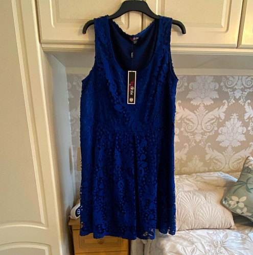 Quiz blue floral lace line - quiz,