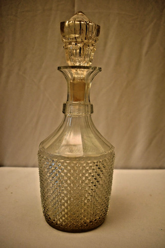 Antique hobnail glass decanter - antique,