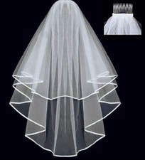 Ivory White 2 Layers Short Net Tulle Bride Veil Wedding Party Accessories 1