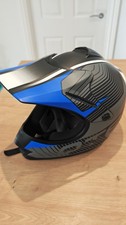 Qtech Children's Motocross MX Helmet for BMX Quad Bike Black/Blue, Small 53-54
