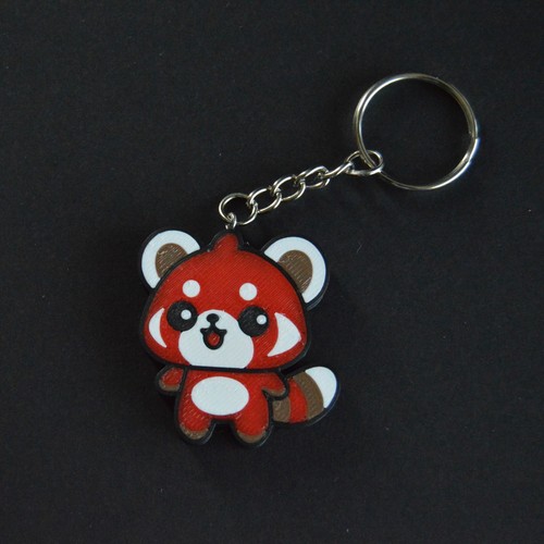 Red panda keyring 3d - red,