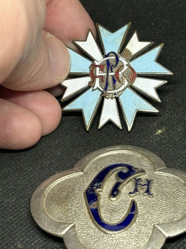 Enamel car badges - badges, antique