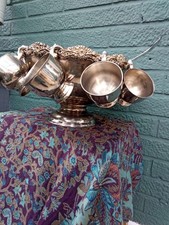 Elegance In Silver Silver Plated Punch Bowl Set In Original Packaging Boxed