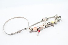 Truth Sterling Silver Bracelets Charm Bangle Stone Set Enamel Cupcake x 2 (49g)