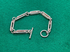 SOLID STERLING SILVER TROMBONE LINK BRACELET 22G VINTAGE 18CM 18 CM USED 925