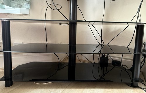 Black glass corner stand - black,