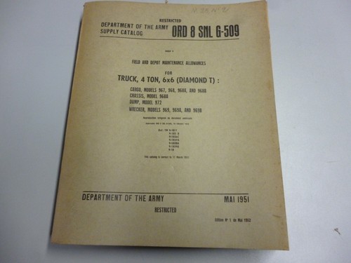 Army truck parts list 1951 - parts,