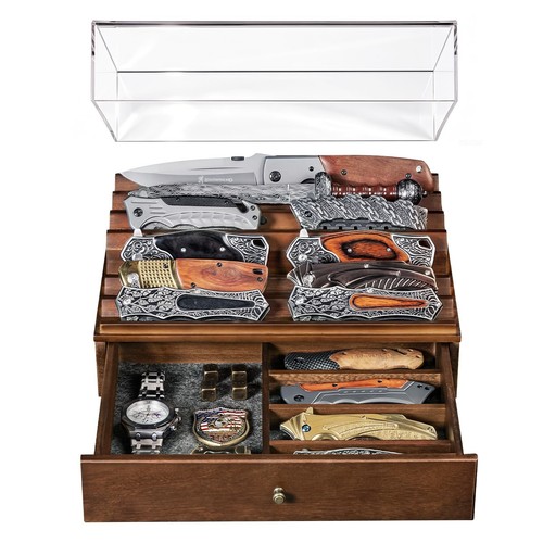 Wooden knife display case - wooden,