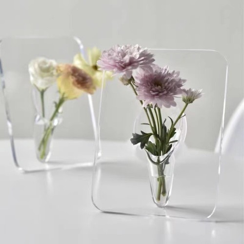 Transparent frame flower vase - transparent,