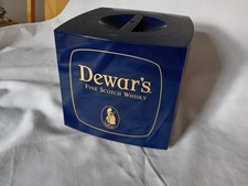 Vintage Dewar's Scotch Whiskey Square Blue Ice Bucket Man Cave Made in GB