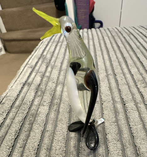 Miniature glass penguin - glass,
