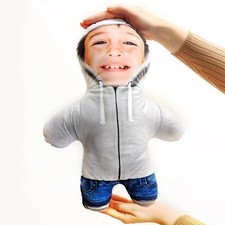 Personalised Hoodie Mini Me Plush Doll Custom Colour Add Photo Face Doll Teddy