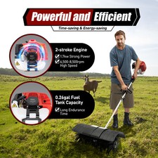 52CC 2-Stroke Gas Power Brush Broom Driveway Sweeper Artificial Grass Snow Clean