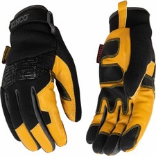 3 Pack - Goatskin Leather Driving Gloves,Thermal Lined,Black/Yellow,Men's L - 10