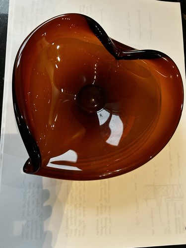 Vintage amber art - glass, heart