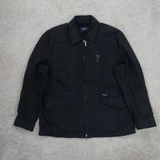 Guess Jeans Jacket Mens Large Black Zip Up Logo Y2K Grunge Streetwear Vintage