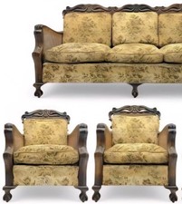 *??3 pc Majestic Bergere Sofa Suite-NEWLY FrenchPolishd-Feather Cushions?Dlvy