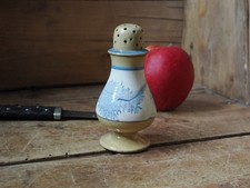 A Rare Mocha Ware Pepper Pot Blue Seaweed Pattern  Victorian 19th Century 