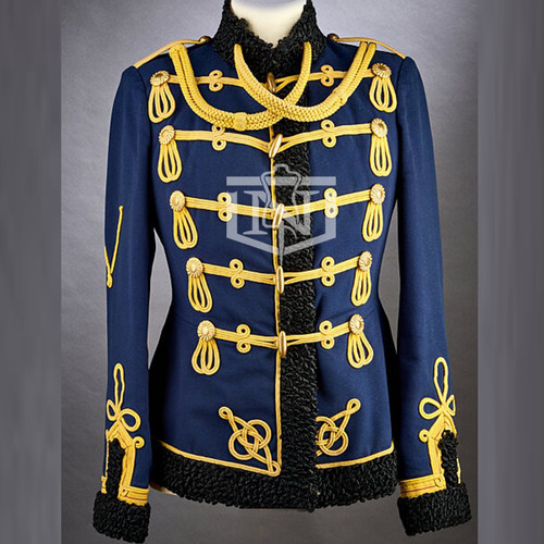 Men royal blue wool hussar - blue,