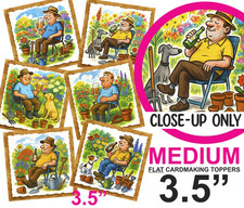 Gardening+Beer Male/Mens Birthday Card Toppers Cardmaking Scrapbooking Tags 3.5"