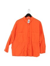 Sessun Women's Shirt S Orange 100% Cotton Long Sleeve Collared Basic