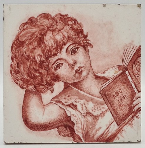 Antique fireplace tile minton - antique,